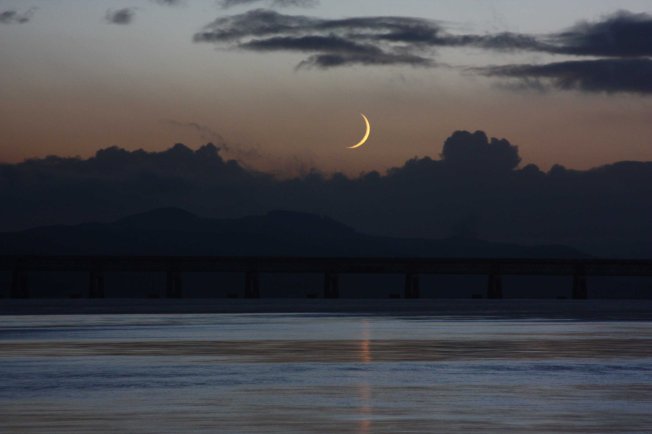 Crescent Moon over the River Tay